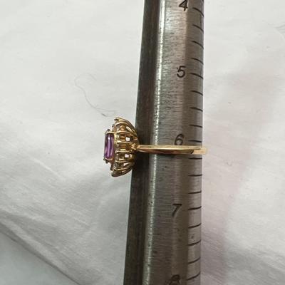 14 K Diamond Ring Amethyst (PB2-RG)