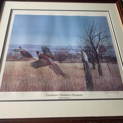Bob Thompkins SIGNED / NUMBERED Grandview Plantation Pheasants Framed Print
