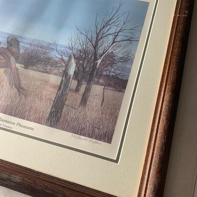 Bob Thompkins SIGNED / NUMBERED Grandview Plantation Pheasants Framed Print