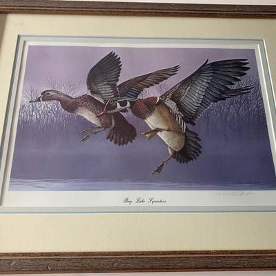 SIGNED NUMBERED FRAMED Water Mallard Ducks Fowl Print BOB THOMPKINS