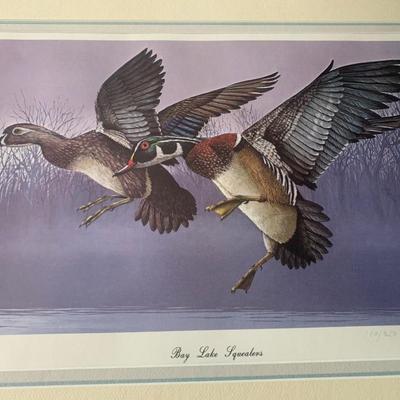 SIGNED NUMBERED FRAMED Water Mallard Ducks Fowl Print BOB THOMPKINS