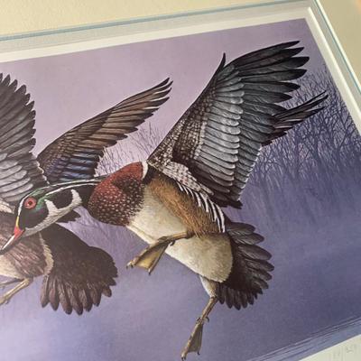 SIGNED NUMBERED FRAMED Water Mallard Ducks Fowl Print BOB THOMPKINS