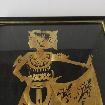 Lot 257:  Interesting Older Cork Carved Picture, Oriental Dancer?