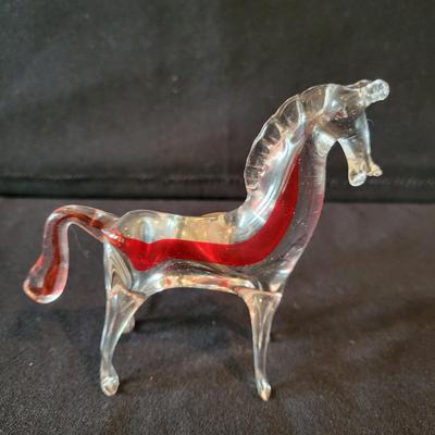 Italian Glass Horse and a Finnish Glass Penguin (L-DW)