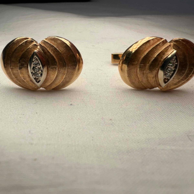 Grand Prix 14K With Diamonds - Gold Cufflink & Tie Tack Set (PB2-RG)