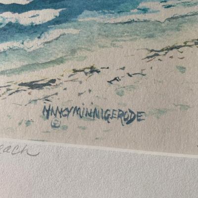 Nancy Minniherode Seashore Coastline Beach Signed Watercolor Framed