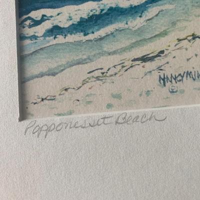 Nancy Minniherode Seashore Coastline Beach Signed Watercolor Framed