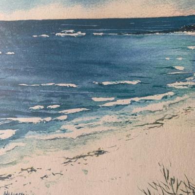 Nancy Minniherode Seashore Coastline Beach Signed Watercolor Framed