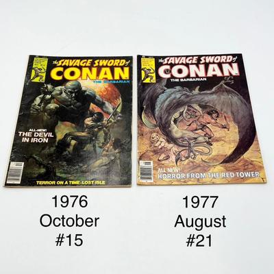 MAGAZINE MANAGEMENT ~ The Savage Sword of Conan ~ Oct 1976 & Aug 1977 ~ (Lot of 2)
