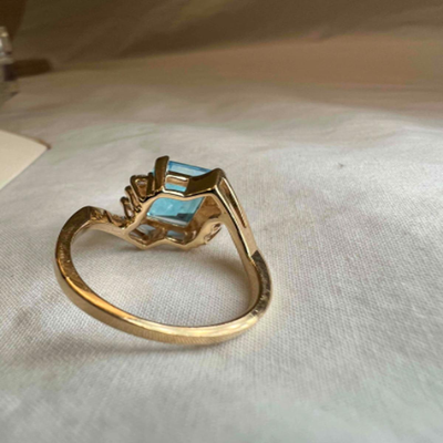 Diamond 14K Gold Ring With Blue Stone (PB2-RG)