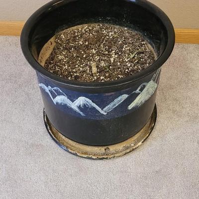 Mountain Scene Ceramic Planter