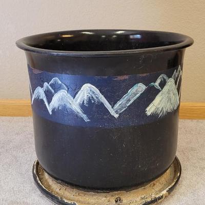 Mountain Scene Ceramic Planter