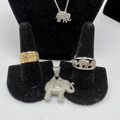 Assorted Elephant Jewelry. Incl. 925 and 14K (B3-MK)