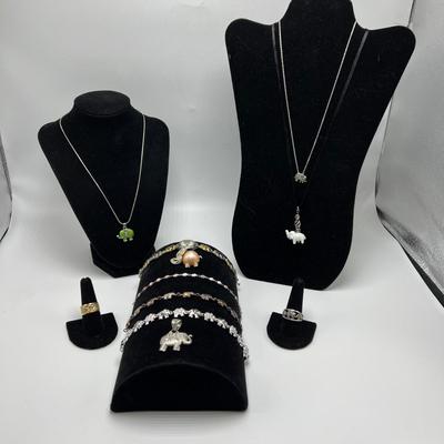 Assorted Elephant Jewelry. Incl. 925 and 14K (B3-MK)