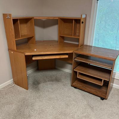 Computer Desk & Rolling Storage Unit (O-MG)
