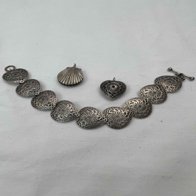 Heart Shaped 925 Bracelet Plus Pendants (PB2-RG)