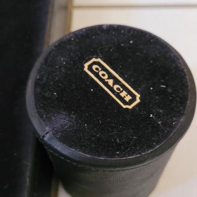 COACH Black Leather Paper Tray and Pen Holder