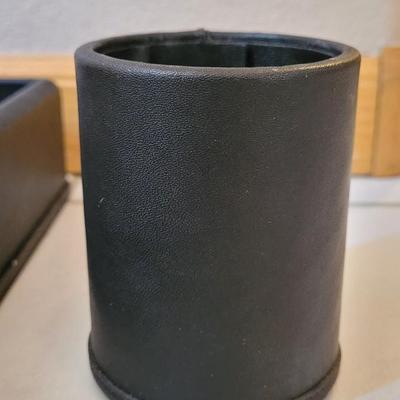 COACH Black Leather Paper Tray and Pen Holder