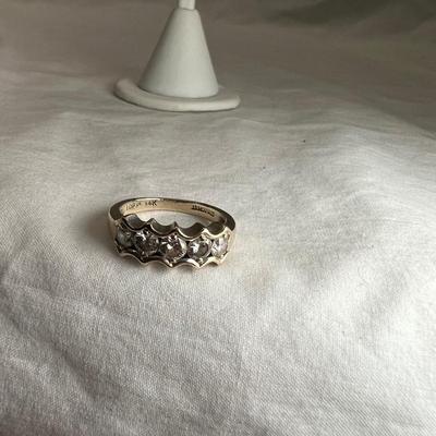 Five Diamond 14K Gold Ring Plus Earrings (PB2-RG)