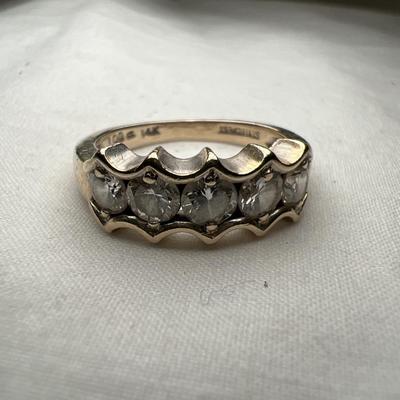 Five Diamond 14K Gold Ring Plus Earrings (PB2-RG)