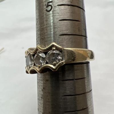 Five Diamond 14K Gold Ring Plus Earrings (PB2-RG)