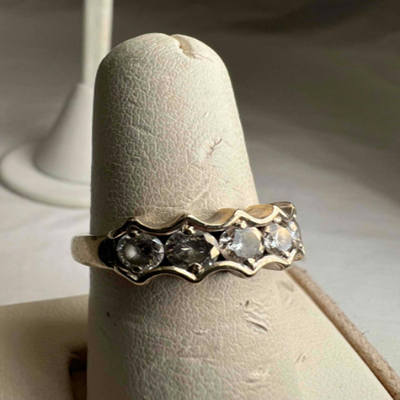 Five Diamond 14K Gold Ring Plus Earrings (PB2-RG)