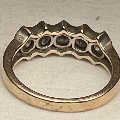 Five Diamond 14K Gold Ring Plus Earrings (PB2-RG)