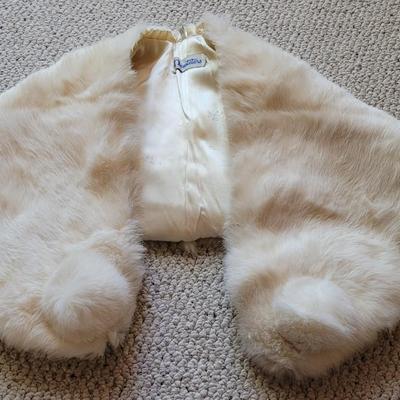 White Real Fur Wrap