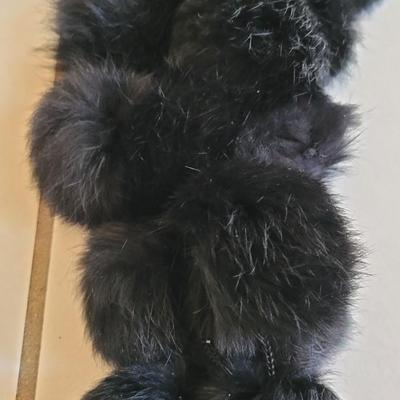 Black Real Fur Ball Scarf