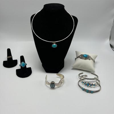 Assorted 925 Turquoise Southwestern Jewelry & More (B3-MK)