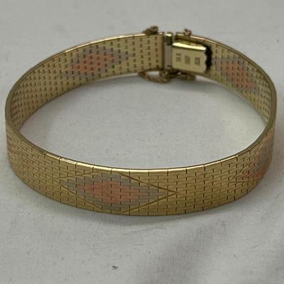 14K Gold Bracelet - Tri-Colored (PB2-RG)