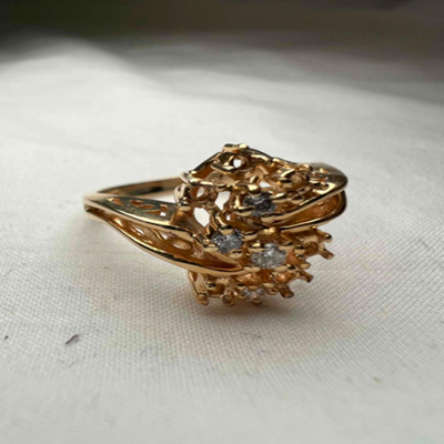 14K Gold Diamond Cluster Ring (PB2-RG)