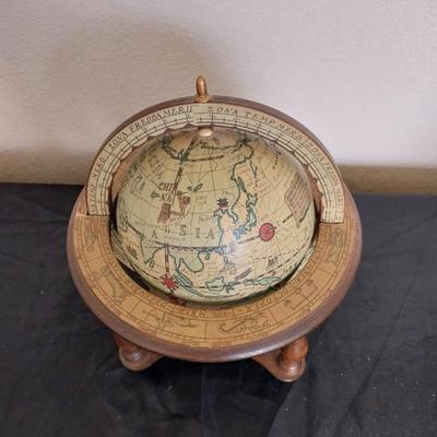 WOODEN TABLETOP WORLD GLOBE AND OFFICE SUPPLIES
