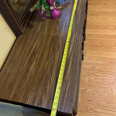 Six (6) Drawer Long Dresser W/ Mirror  By Bassett Furniture