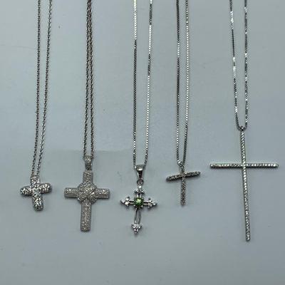 Sterling Silver Rhinestone Cross Jewelry (B3-HS)