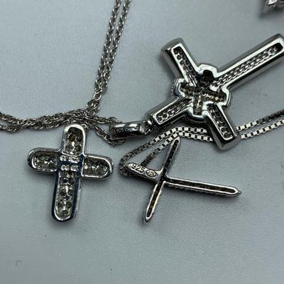 Sterling Silver Rhinestone Cross Jewelry (B3-HS)