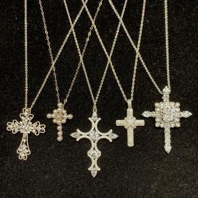 Sterling Silver Rhinestone Cross Jewelry (B3-HS)