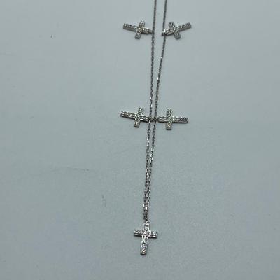 Sterling Silver Rhinestone Cross Jewelry (B3-HS)