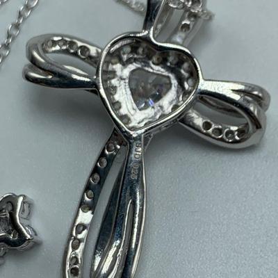 Sterling Silver Rhinestone Cross Jewelry (B3-HS)