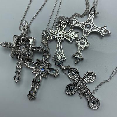 Sterling Silver Rhinestone Cross Jewelry (B3-HS)