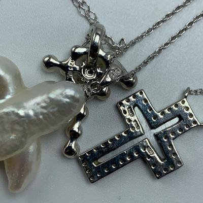Sterling Silver Rhinestone Cross Jewelry (B3-HS)