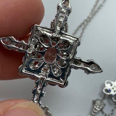 Sterling Silver Rhinestone Cross Jewelry (B3-HS)