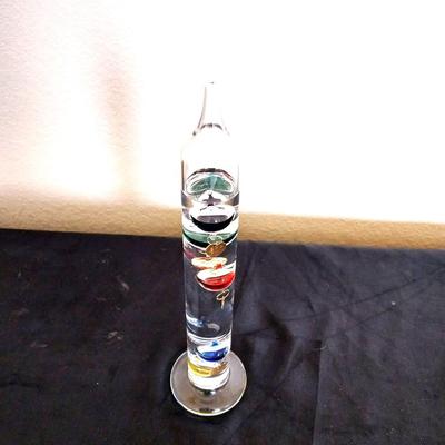 TWO GLASS FISH AND GALILEO THERMOMETER