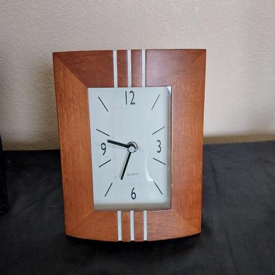 TABLE LAMP-WOODEN TABLE CLOCK AND STORAGE BOX