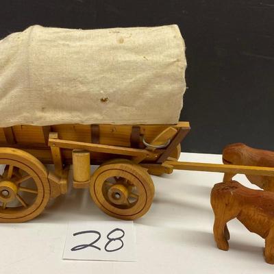 Vintage Covered Wagon with Oxen