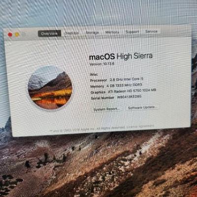 27 in iMac and Accessories (macOS High Sierra Version 10.13.6 / 1 TB SATA Disk / 4 GB / Intel Core i5)