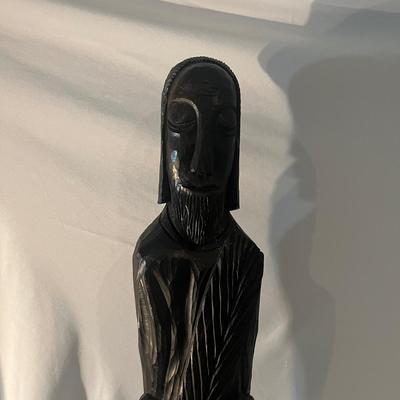 Wooden Carved Statue & Framed Gold Rubbing (LR-MG)