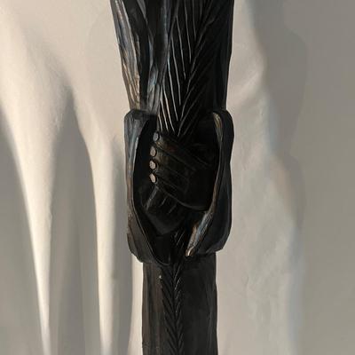 Wooden Carved Statue & Framed Gold Rubbing (LR-MG)