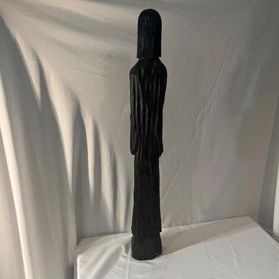 Wooden Carved Statue & Framed Gold Rubbing (LR-MG)