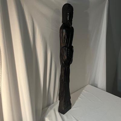 Wooden Carved Statue & Framed Gold Rubbing (LR-MG)